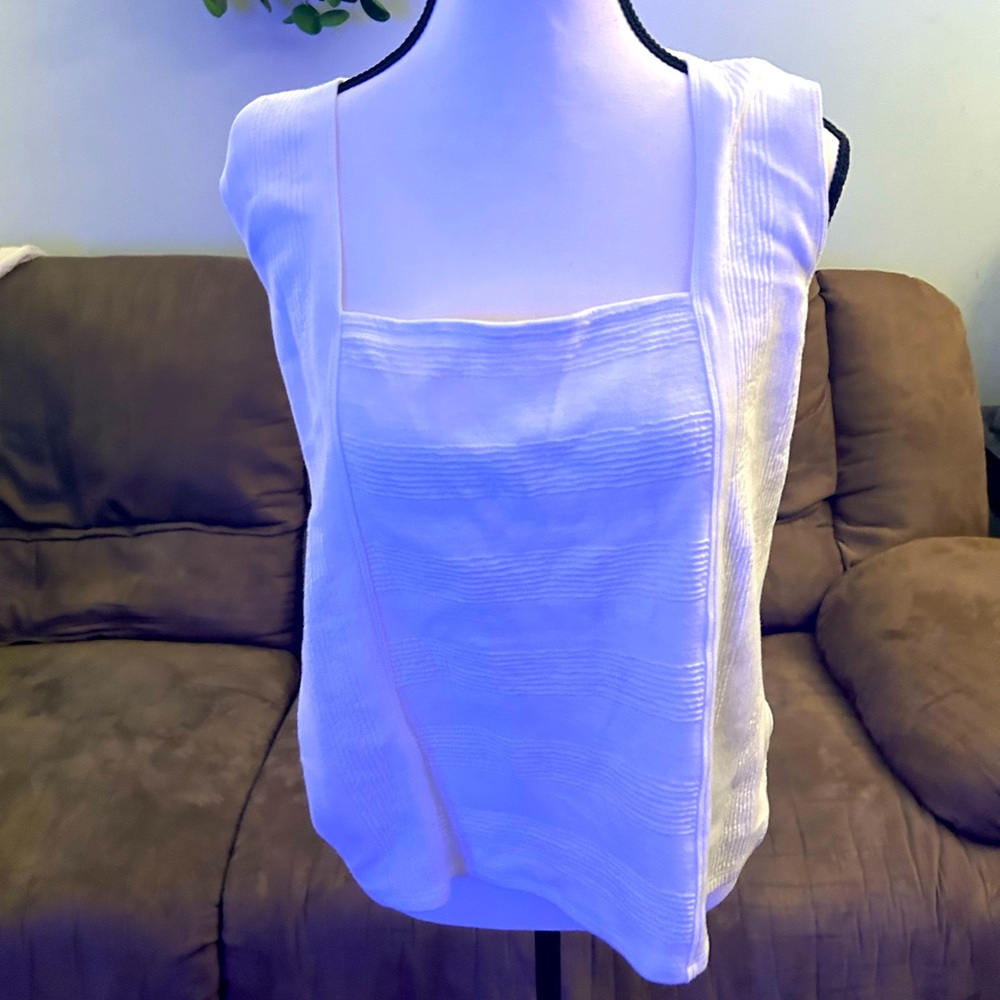 Maeve white wide strap textured tank top